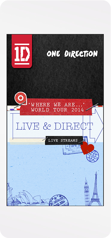 One Direction application home screen